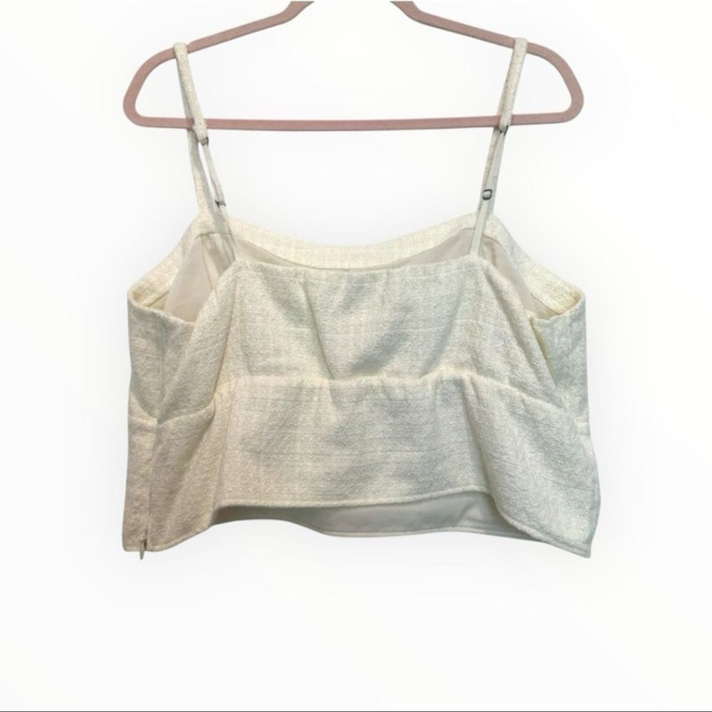 Abercrombie & Fitch Textured Crop Top Off White Side Zip Womens XL - Picture 2 of 6